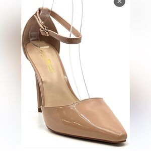 Anne Michelle Wildflower-02 Pointed Toe Ankle Strap 4.5 Stilettos Nude Patent 10